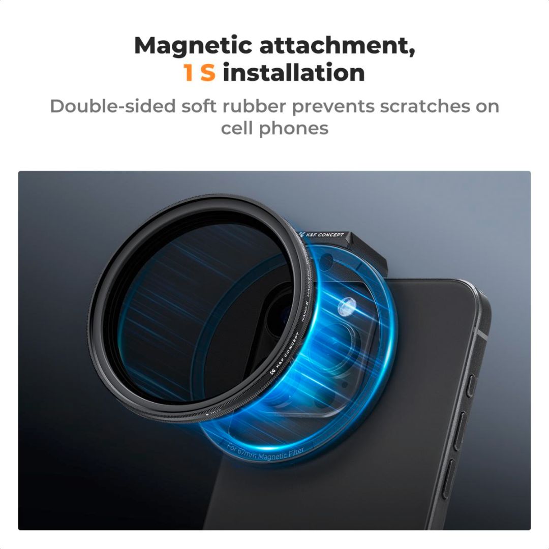 K&F Concept Clip-On Variable ND filter VND ND2-32 za iPhone, Holder + 67mm CPL Magnetic Filter KF01.2674 - 2